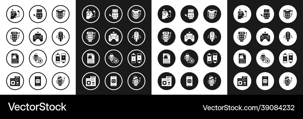 Set robot remote control low battery charge Set robot remote control low battery charge vector image