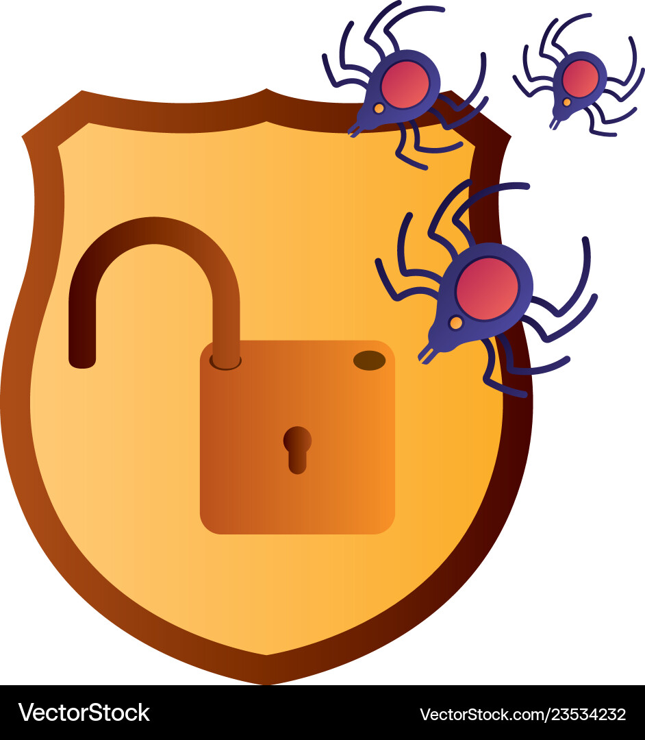Shield with open padlock isolated icons vector image