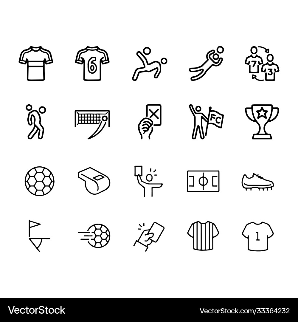 Soccer icons football ball player game referee Soccer icons football ball player game referee Vector Image