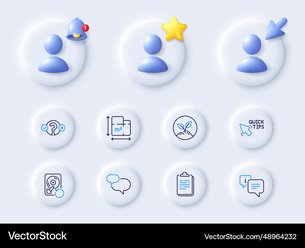 Startup clipboard and quiz test line icons Startup clipboard and quiz test line icons vector image