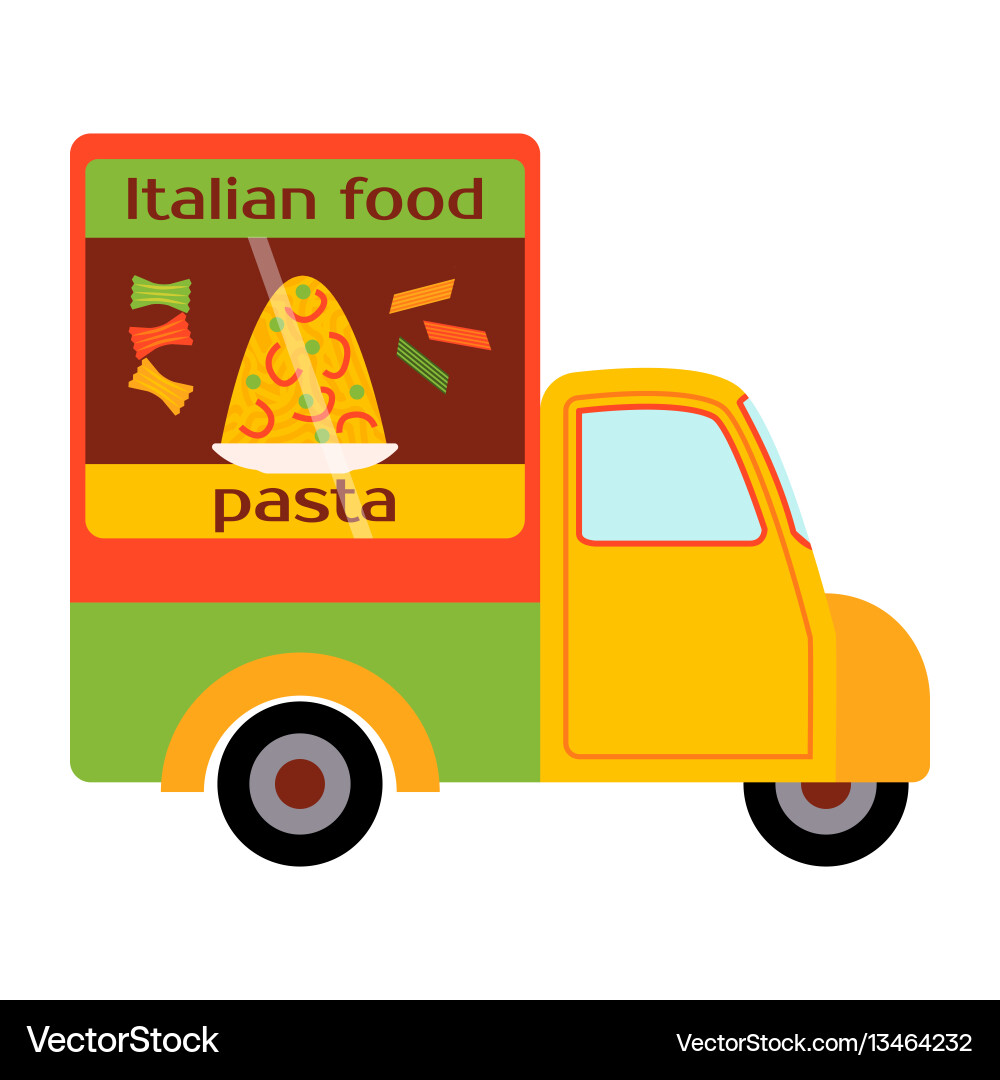 Street food festival pasta trailer Street food festival pasta trailer vector image