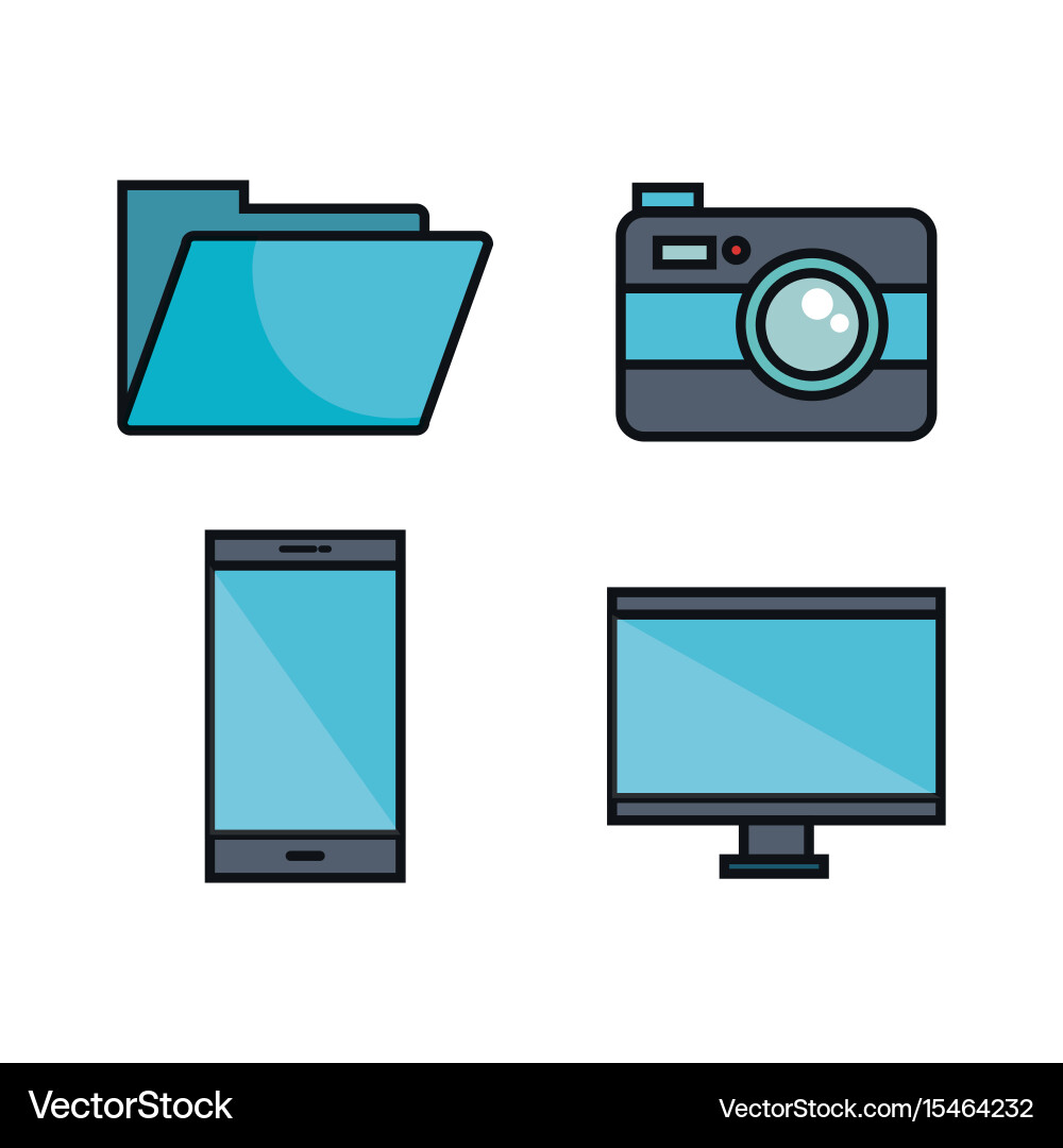 Technology and communication objects design vector image