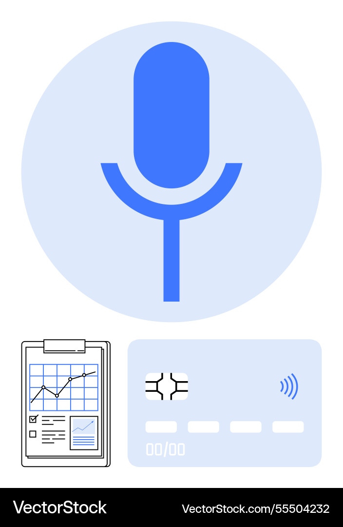 Voice recognition technology with data analytics vector image