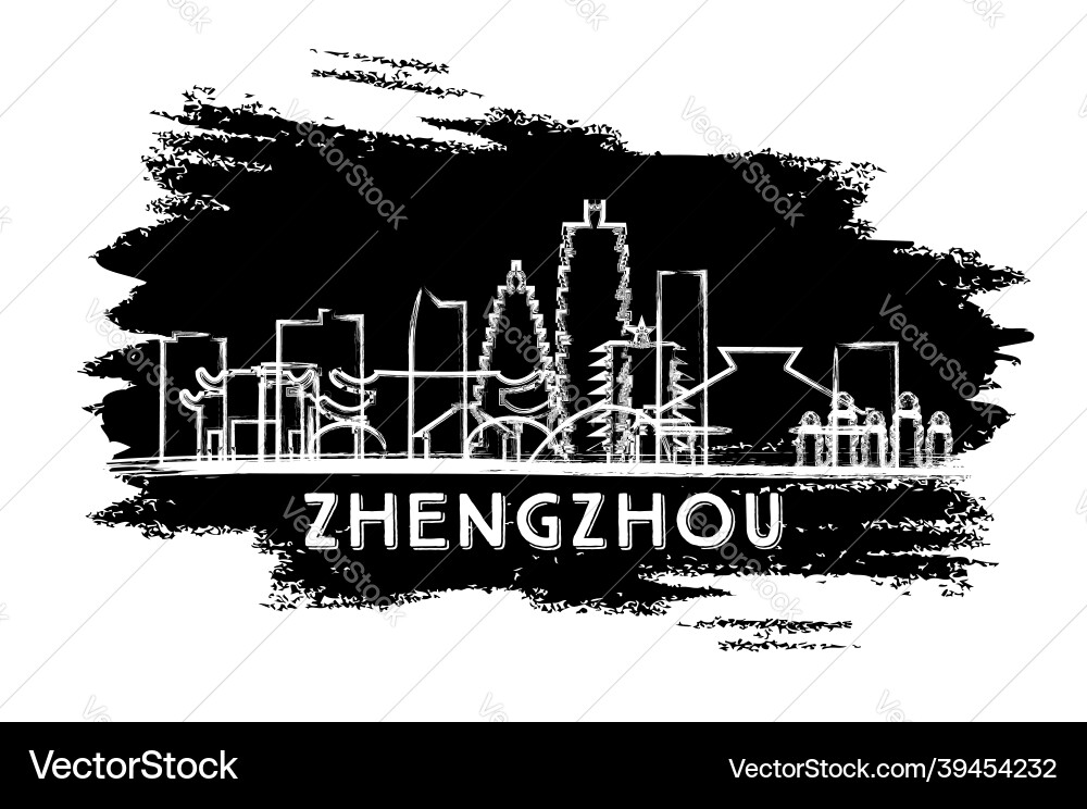 Zhengzhou china city skyline silhouette hand Zhengzhou china city skyline silhouette hand vector image