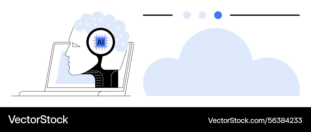 Ai-powered mind concept with cloud computing Ai-powered mind concept with cloud computing vector image