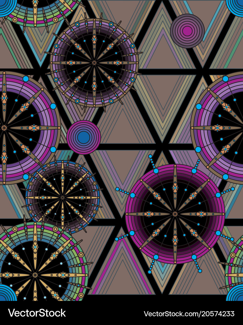 Bright pattern of circles and triangles vector image
