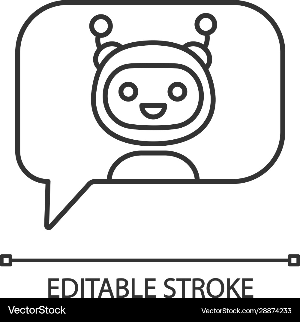 Chatbot in speech bubble linear icon Chatbot in speech bubble linear icon vector image