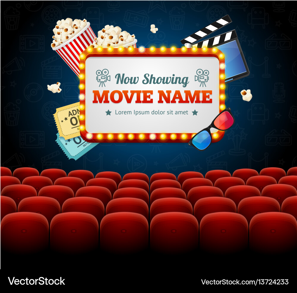 Cinema movie retro concept with seats rows Cinema movie retro concept with seats rows vector image