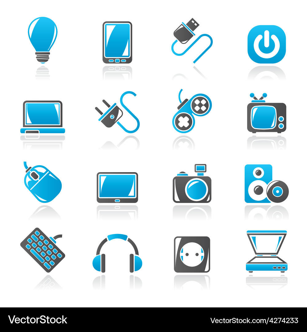 Electronic devices objects icons vector image