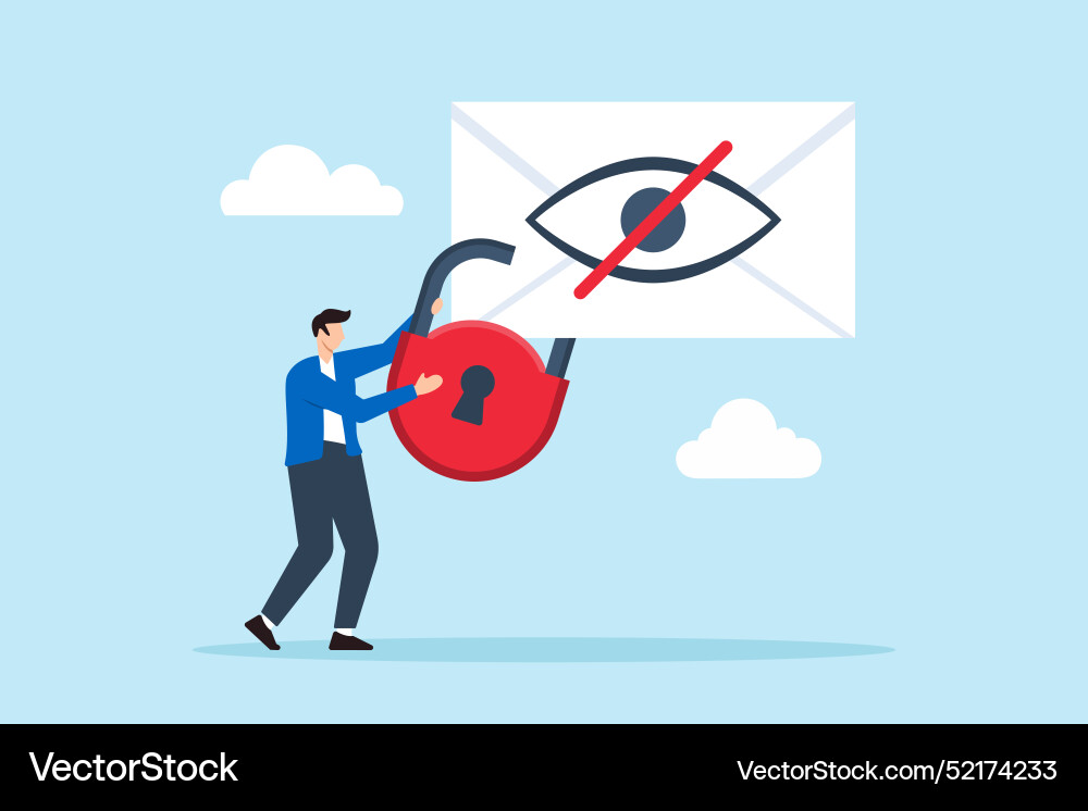 Flat of man encrypting sensitive emails Flat of man encrypting sensitive emails vector image