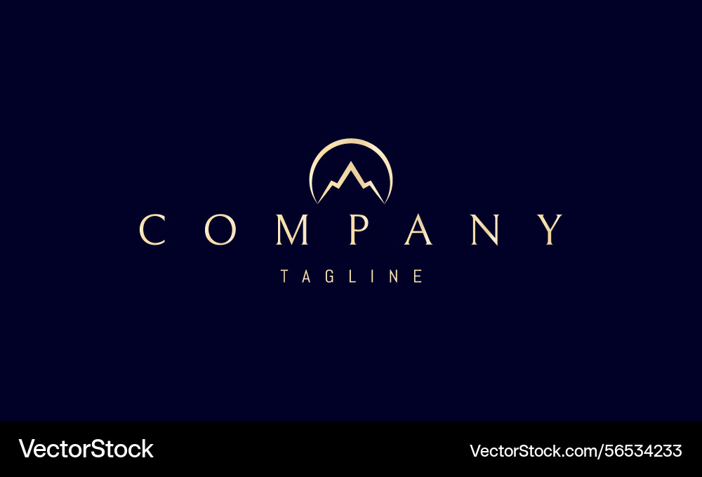 Golden logo with an abstract image Vector Image