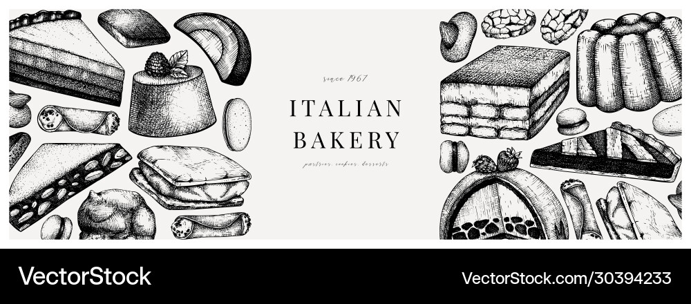 Italienische Desserts Gebäck-Cookies Italienische Desserts Gebäck-Cookies vektorbild