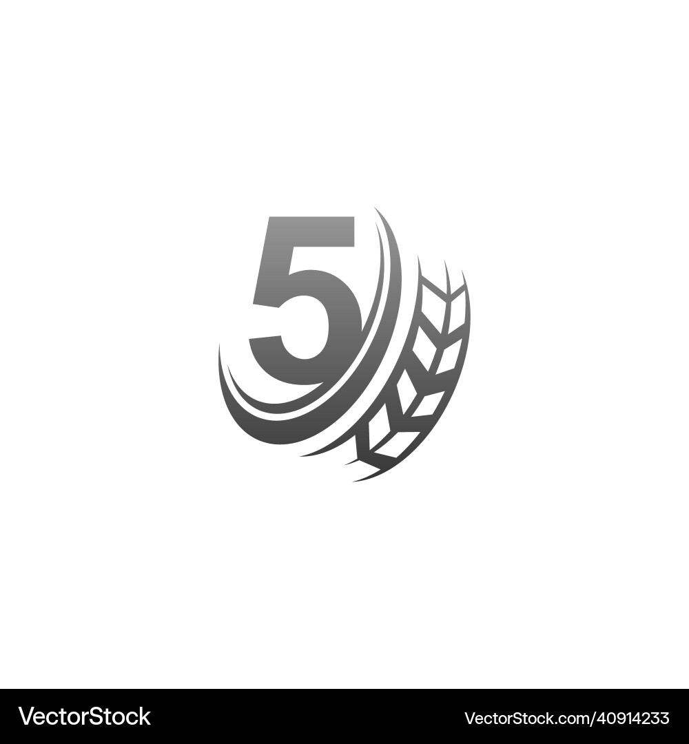 Number 5 with trailing wheel icon design template Number 5 with trailing wheel icon design template Vector Image