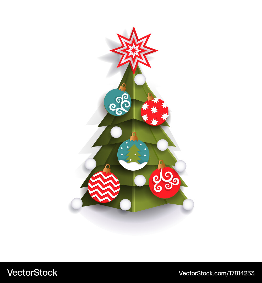 Papier schneiden Weihnachtsbaum Ornament Vektorbild