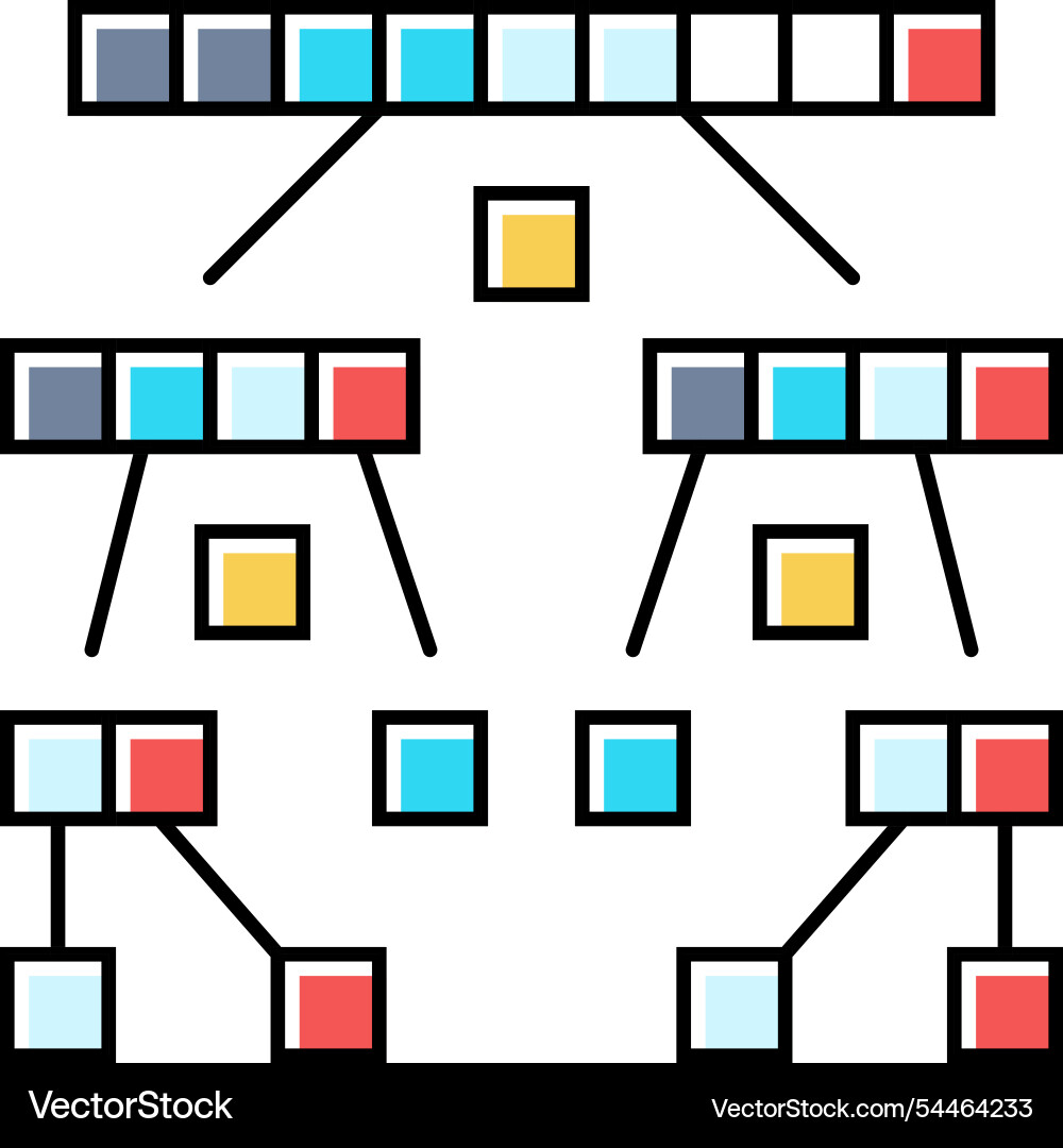 Quicksort Algorithmus Farbsymbol Quicksort Algorithmus Farbsymbol vektorbild