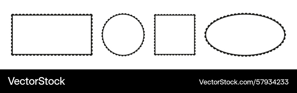 Scalloped frames set edge rectangle Scalloped frames set edge rectangle vector image