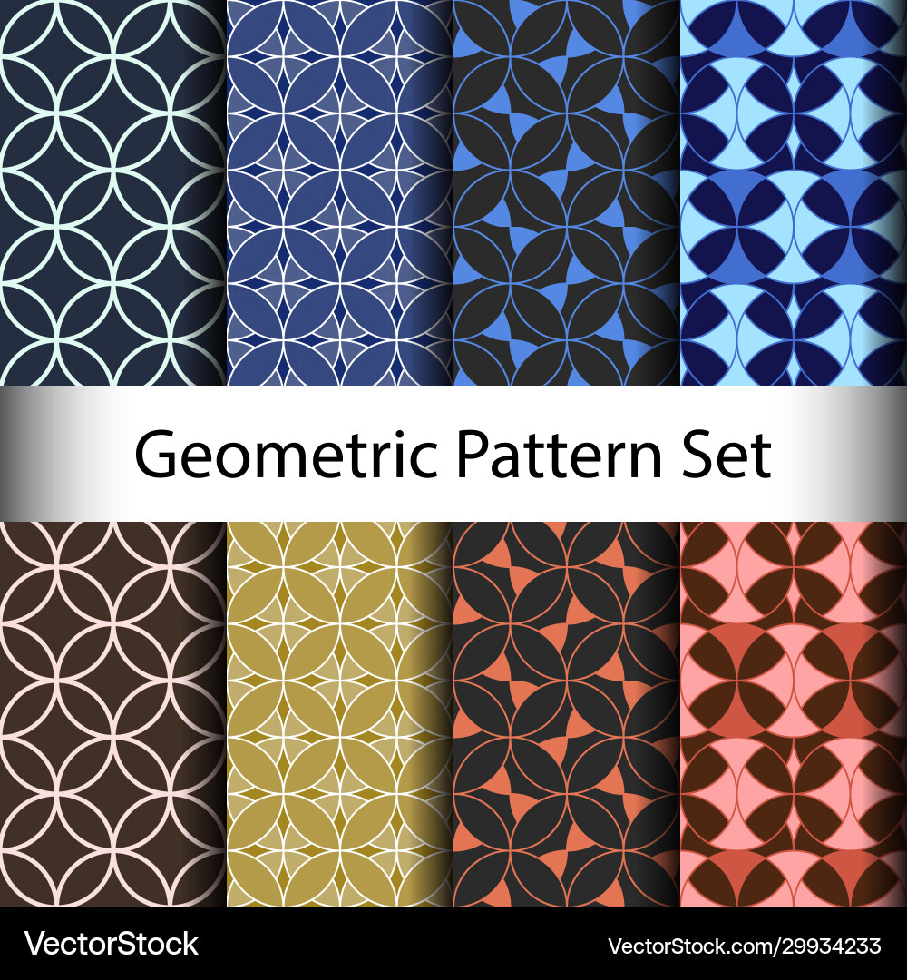 Set geometric seamless pattern background vector image