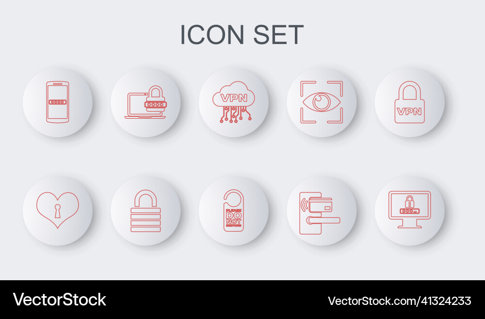 Set line monitor with password heart keyhole Set line monitor with password heart keyhole vector image