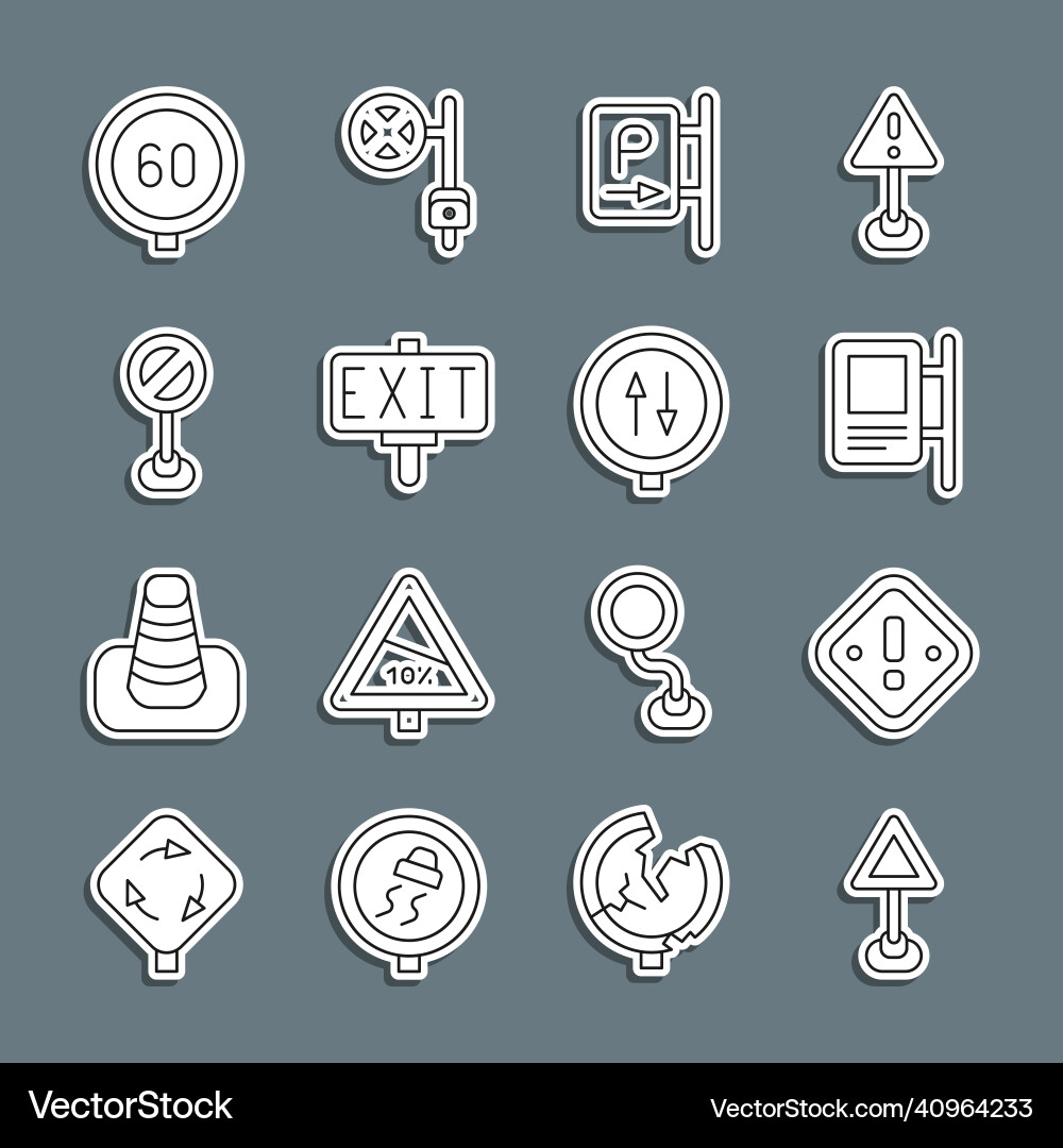 Set line triangle warning blank exclamation mark Set line triangle warning blank exclamation mark Vector Image