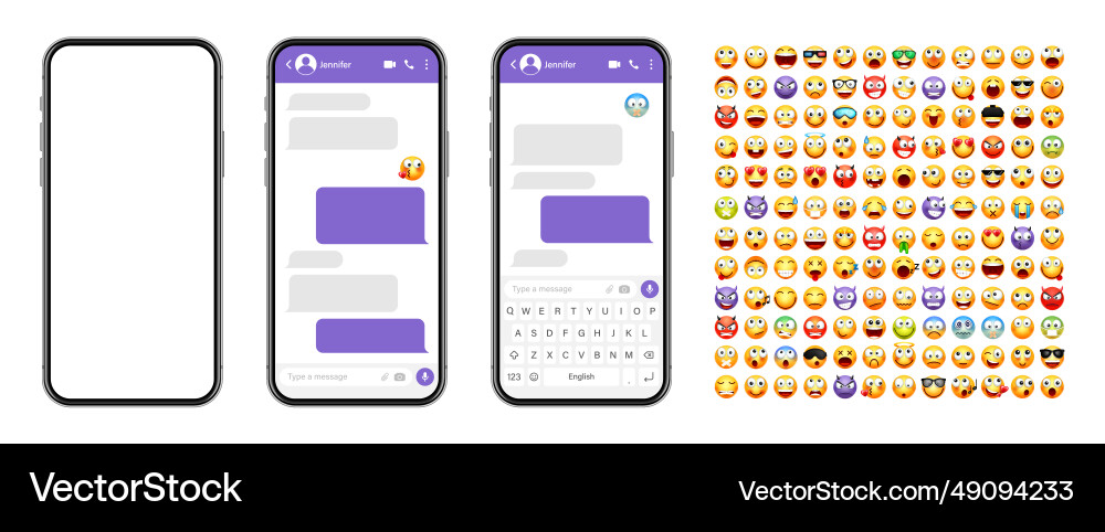 Smartphone messaging app user interface design vector image