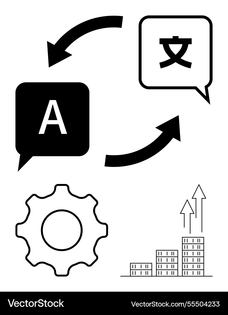 Translation process with language exchange arrows Translation process with language exchange arrows vector image