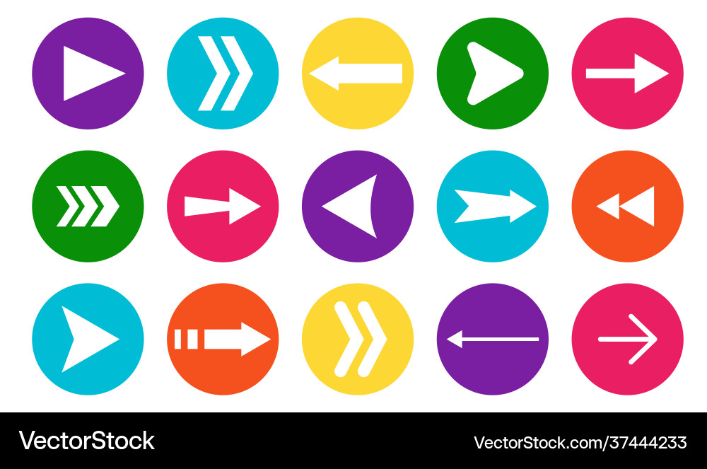White flat arrow cursor pointer icon set in circle White flat arrow cursor pointer icon set in circle vector image