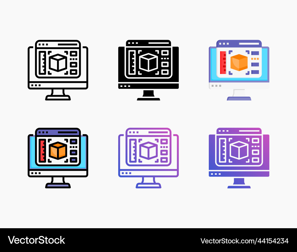 3d design icon set with different styles 3d design icon set with different styles vector image