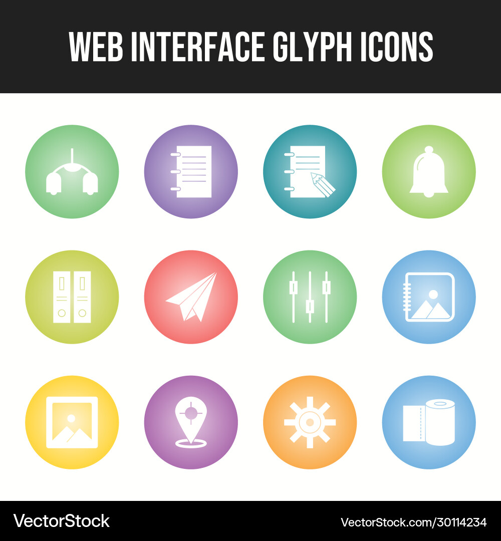 Beautiful web interface icon set vector image