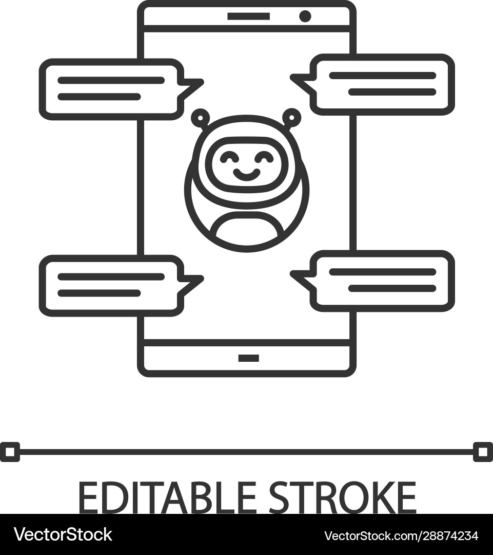 Chatbot with speech bubbles linear icon Chatbot with speech bubbles linear icon Vector Image