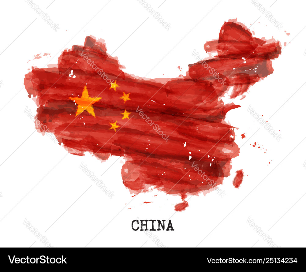 China Flagge Aquarell Malerei Design Land China Flagge Aquarell Malerei Design Land vektorbild
