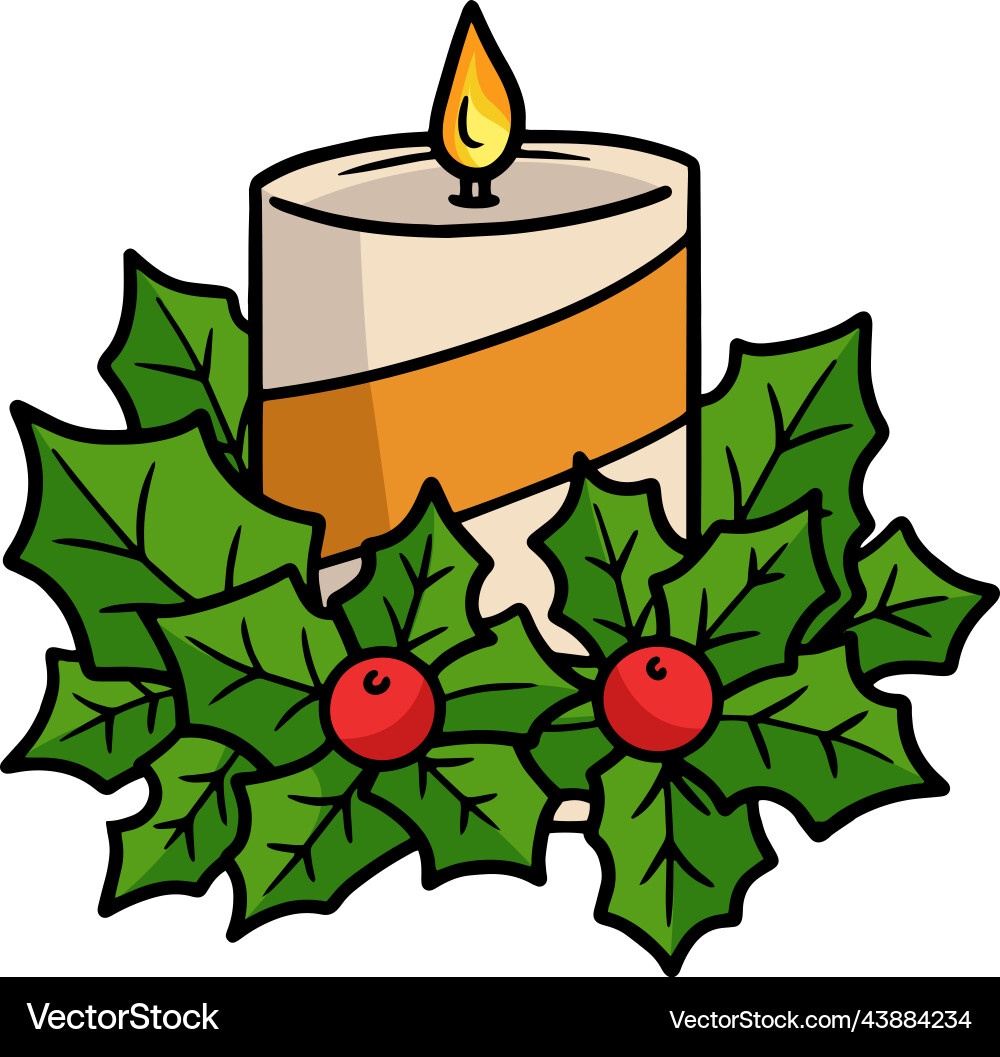 Christmas candle cartoon colored clipart Christmas candle cartoon colored clipart vector image