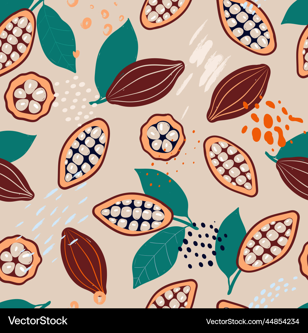 Cocoa and abstract elements seamless pattern Cocoa and abstract elements seamless pattern vector image