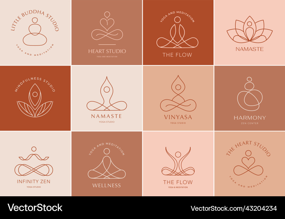 Collection of yoga zen and meditation logos Collection of yoga zen and meditation logos vector image