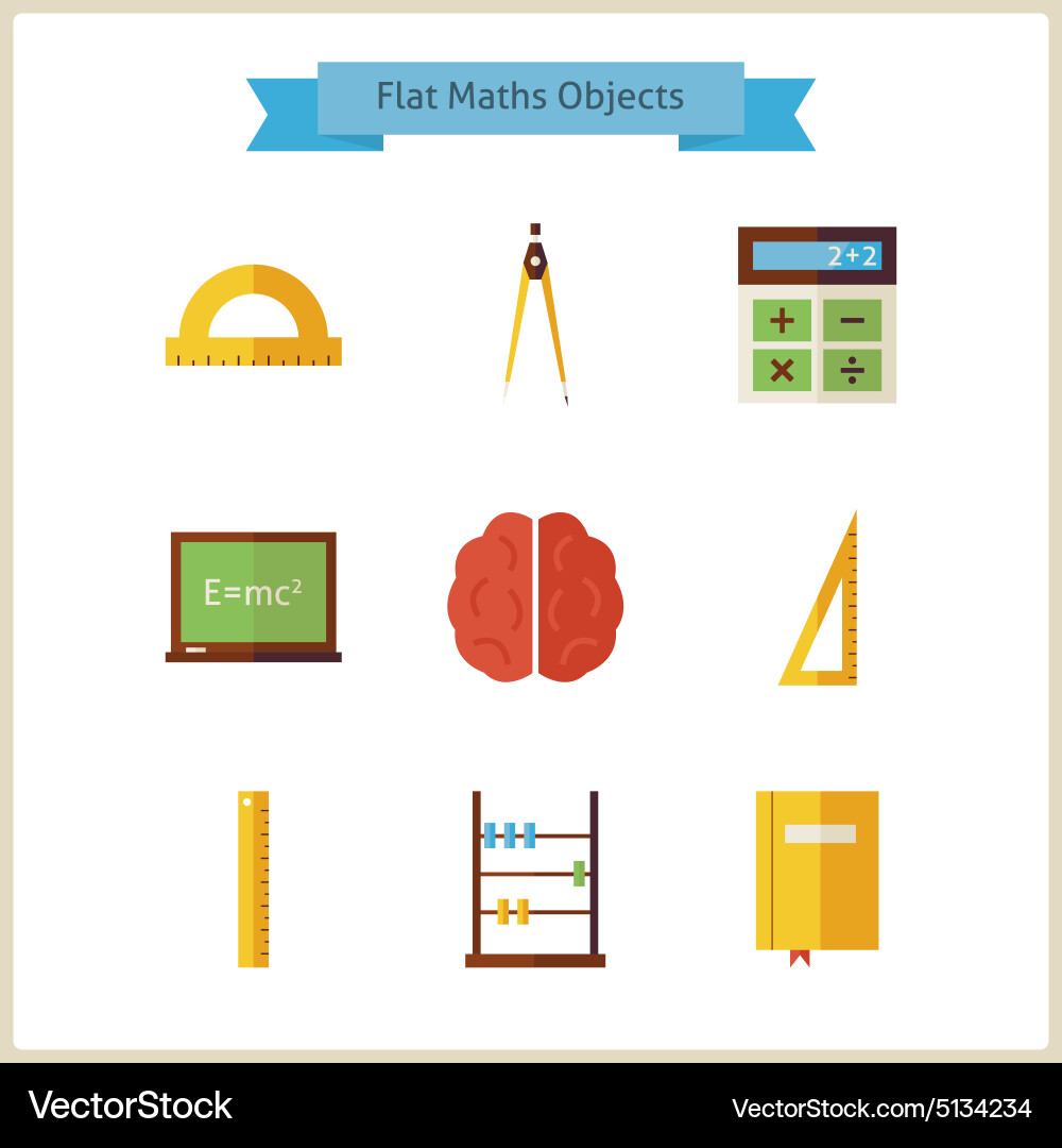 Flat school maths and physics objects set vector image