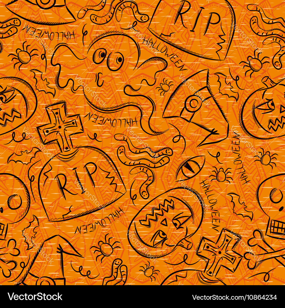 Halloween seamless pattern with ghost skull Vector Image