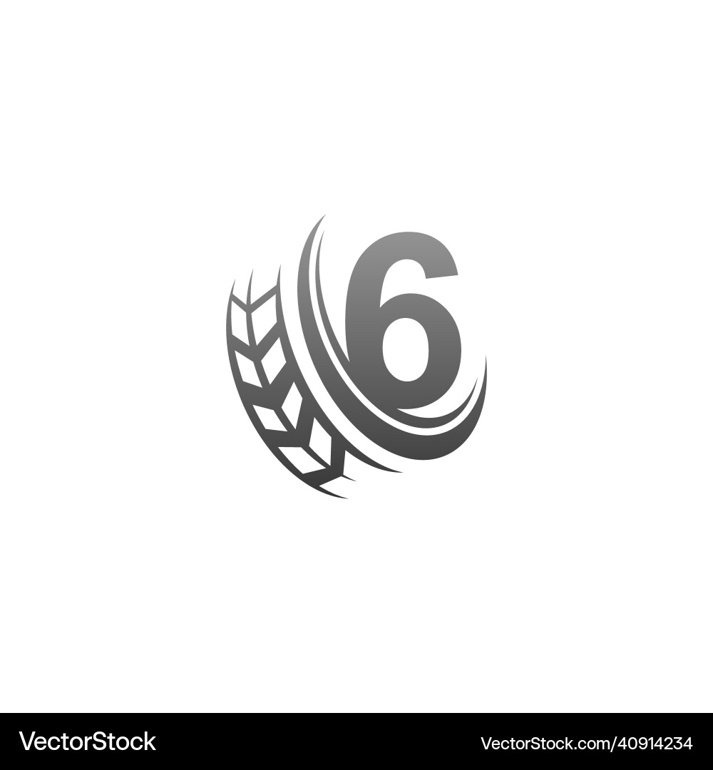 Number 6 with trailing wheel icon design template Number 6 with trailing wheel icon design template Vector Image