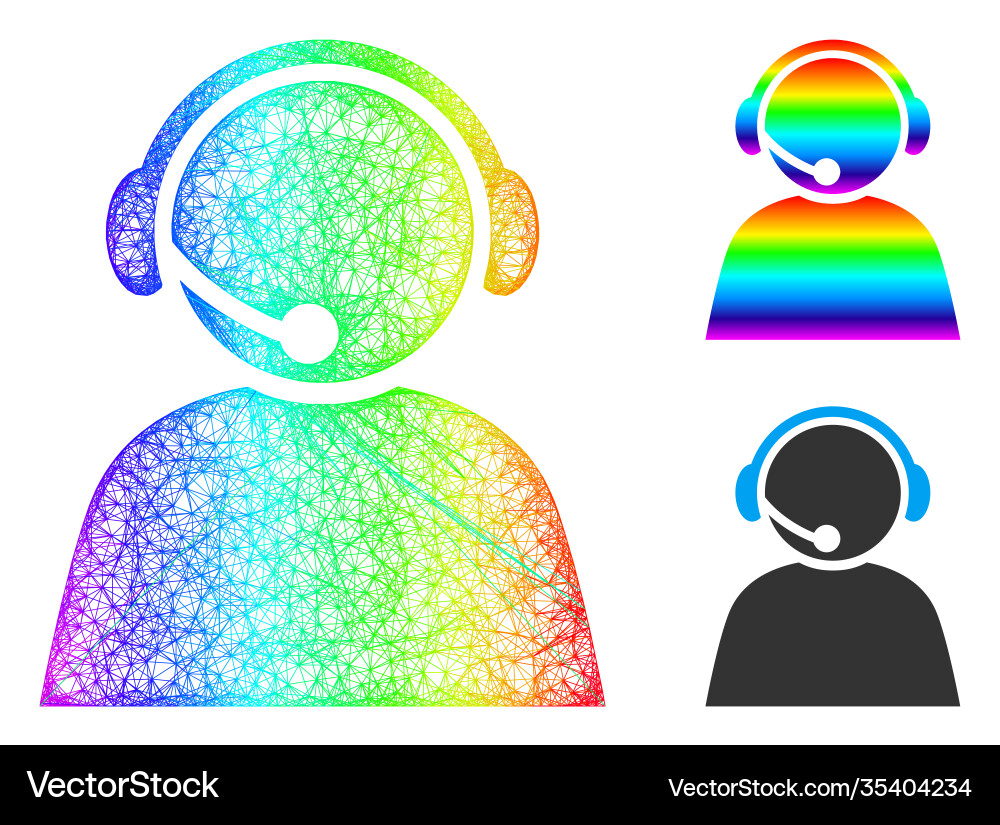 Rainbow network gradient call center operator icon Rainbow network gradient call center operator icon vector image