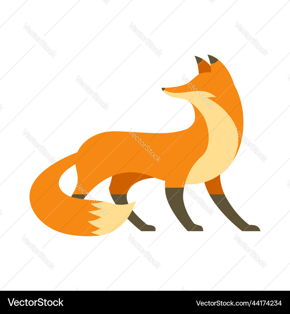 Red fox in flat style for print and design Red fox in flat style for print and design vector image