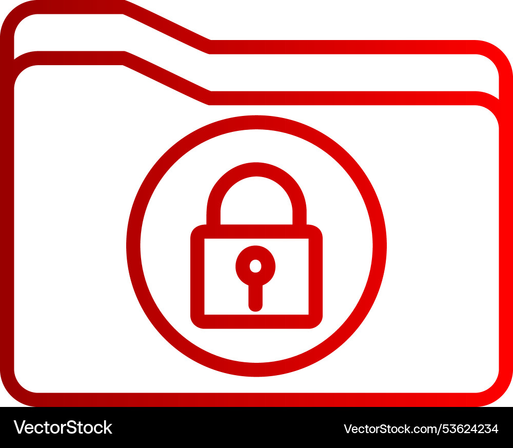 Secure folder line gradient icon Vector Image