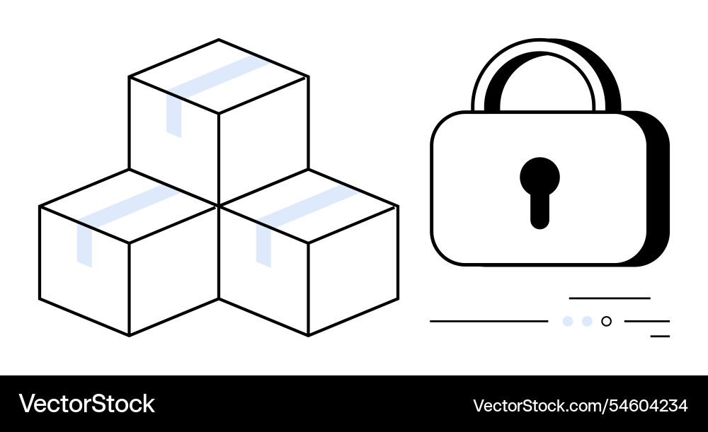 Secure package delivery three packed boxes Secure package delivery three packed boxes vector image