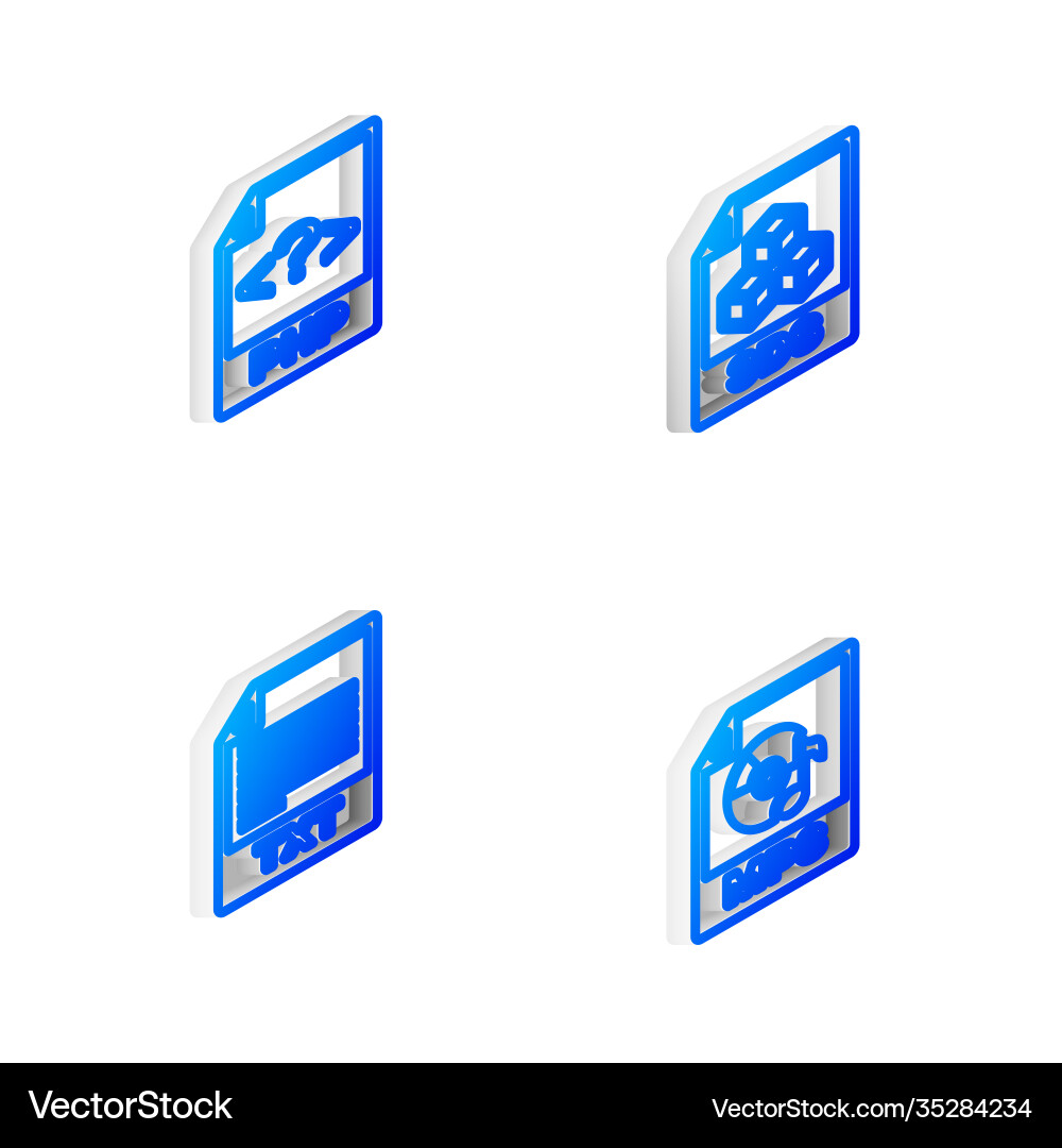 Set isometric line 3ds file document php txt Set isometric line 3ds file document php txt vector image