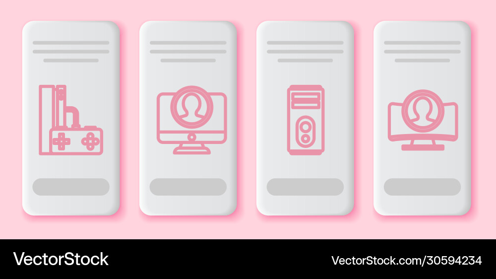 Set line game console with joystick create Set line game console with joystick create Vector Image