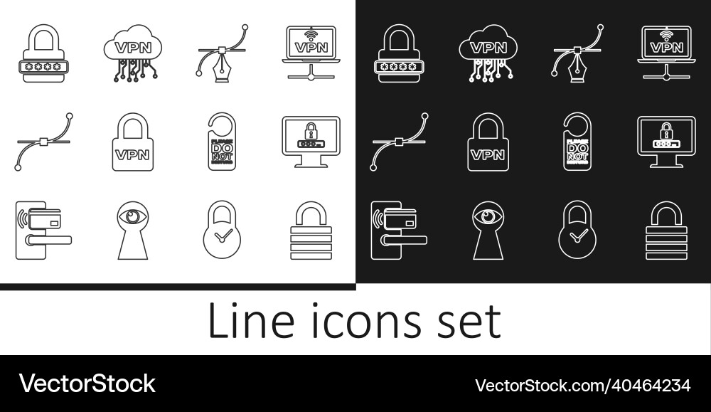 Set line lock monitor with password bezier curve vector image