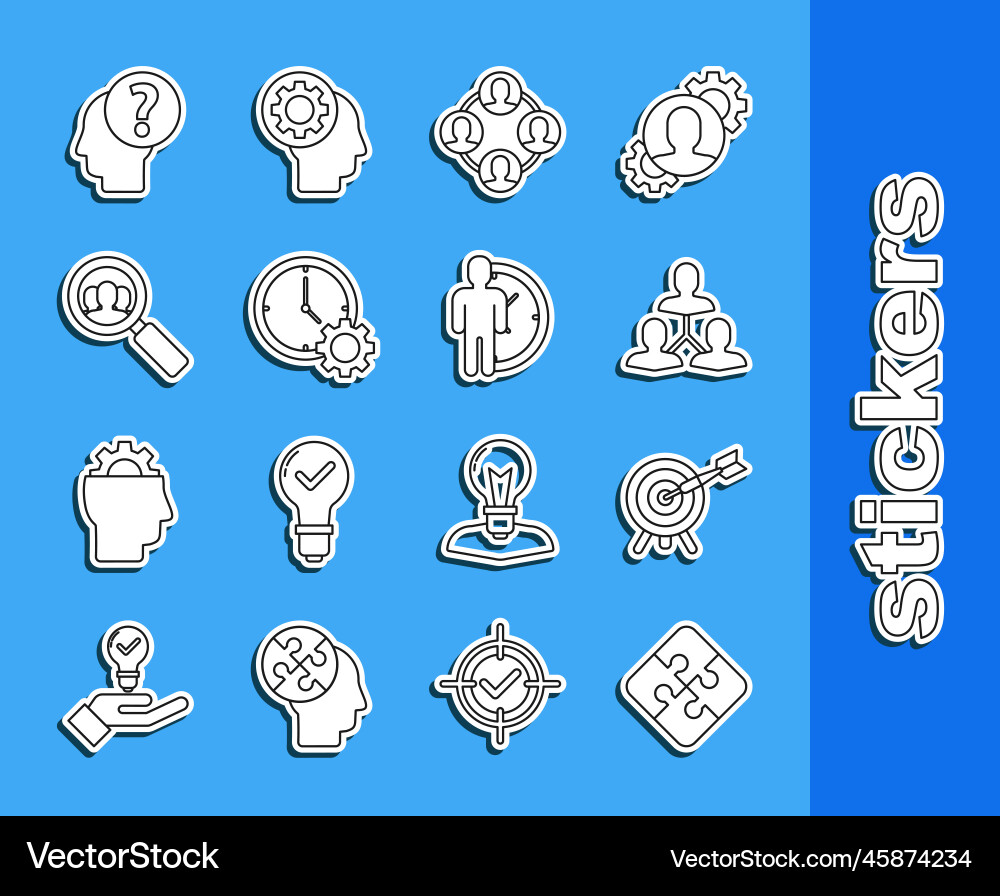Set line piece of puzzle target with arrow Set line piece of puzzle target with arrow vector image