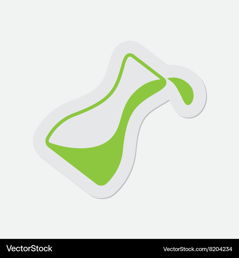 Simple green icon - flask with a drop vector image