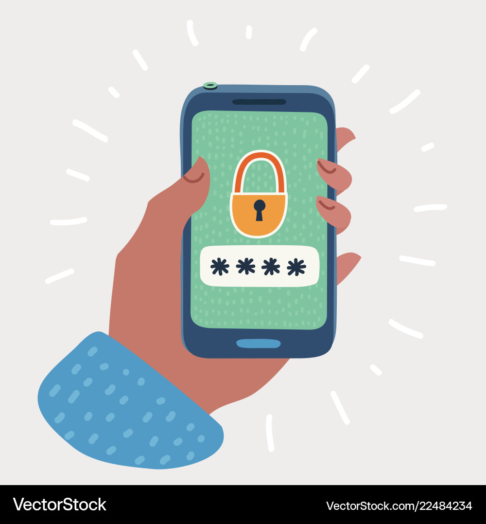 Smartphone unlocked button and password field vector image