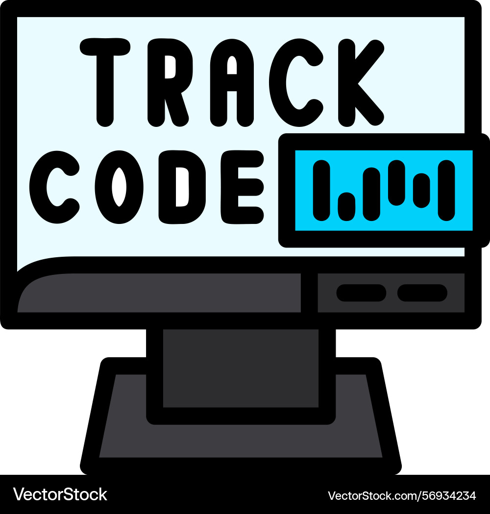 Tracking code line filled style icon design vector image