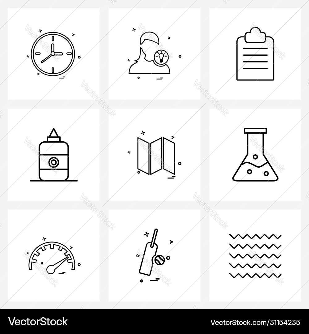 9 universal line icons for web and mobile vector image