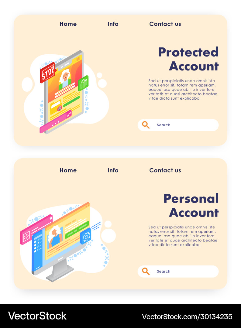Account creation website landing page Vector Image