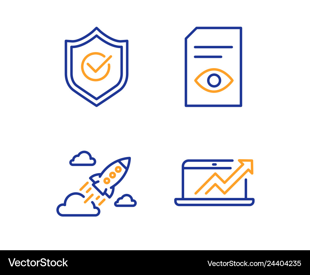 Approved shield startup rocket and view document Approved shield startup rocket and view document vector image
